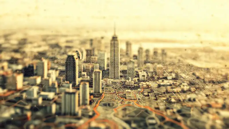 Mapa antiguo digitaliza una ciudad abstracta