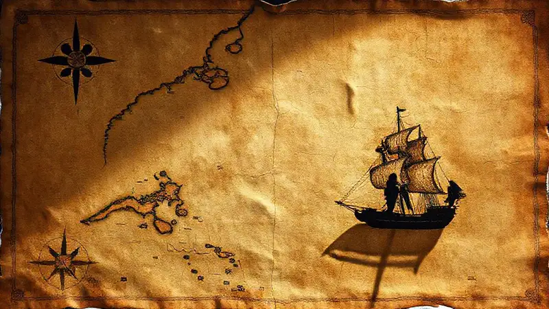 Un mapa antiguo ilustra una expedición